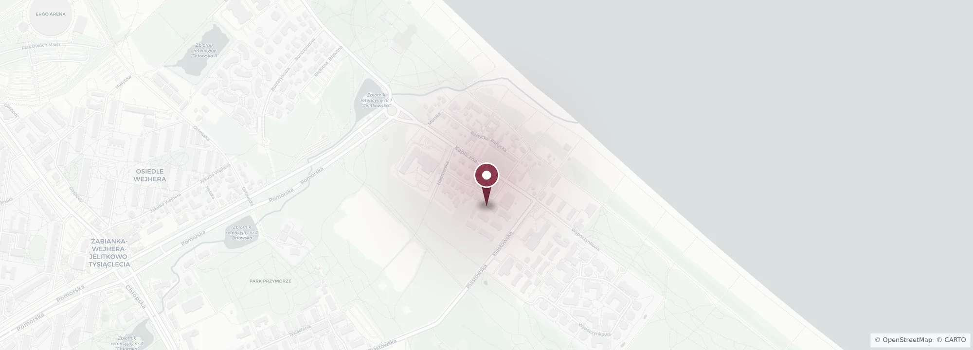 Mapa dojazdu do Sana Dente, ul. Kapliczna 23/1, 80-341 Gdańsk Jelitkowo